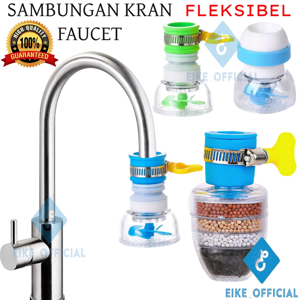 [EIKE] FILTER SARINGAN AIR KIPAS KINCIR PUTAR SAMBUNGAN KRAN FLEXIBLE / KEPALA KRAN 6 LAPIS / SAMBUNGAN KRAN AIR CLAMP  ANTI SPLASH