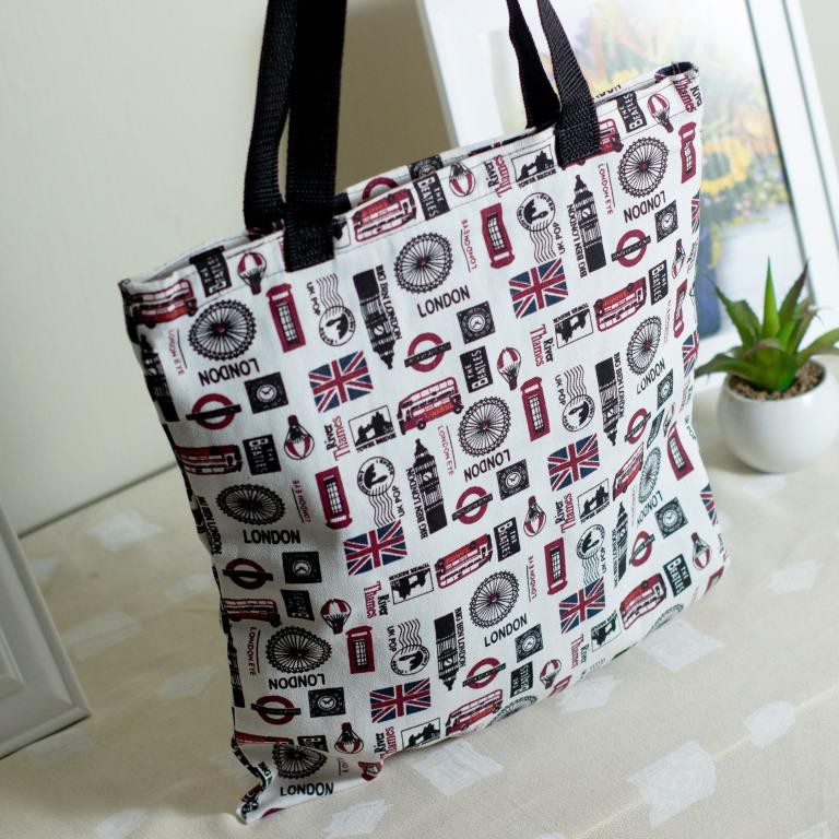 TOTEBAG BAHAN KANVAS PREMIUM MOTIF LONDON. TAS SOUVENIR. TAS JOGJA. Riens Collections