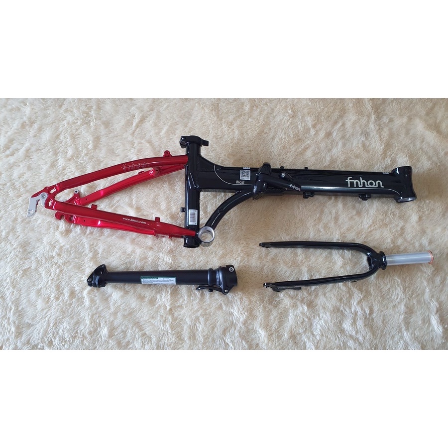 Frame Set Fnhon Blast 20 inch Discbrake Aluminum 2 Warna Black Red Sepeda lipat Merah hitam Handlepost ukuran 31 35 37 cm telescopic