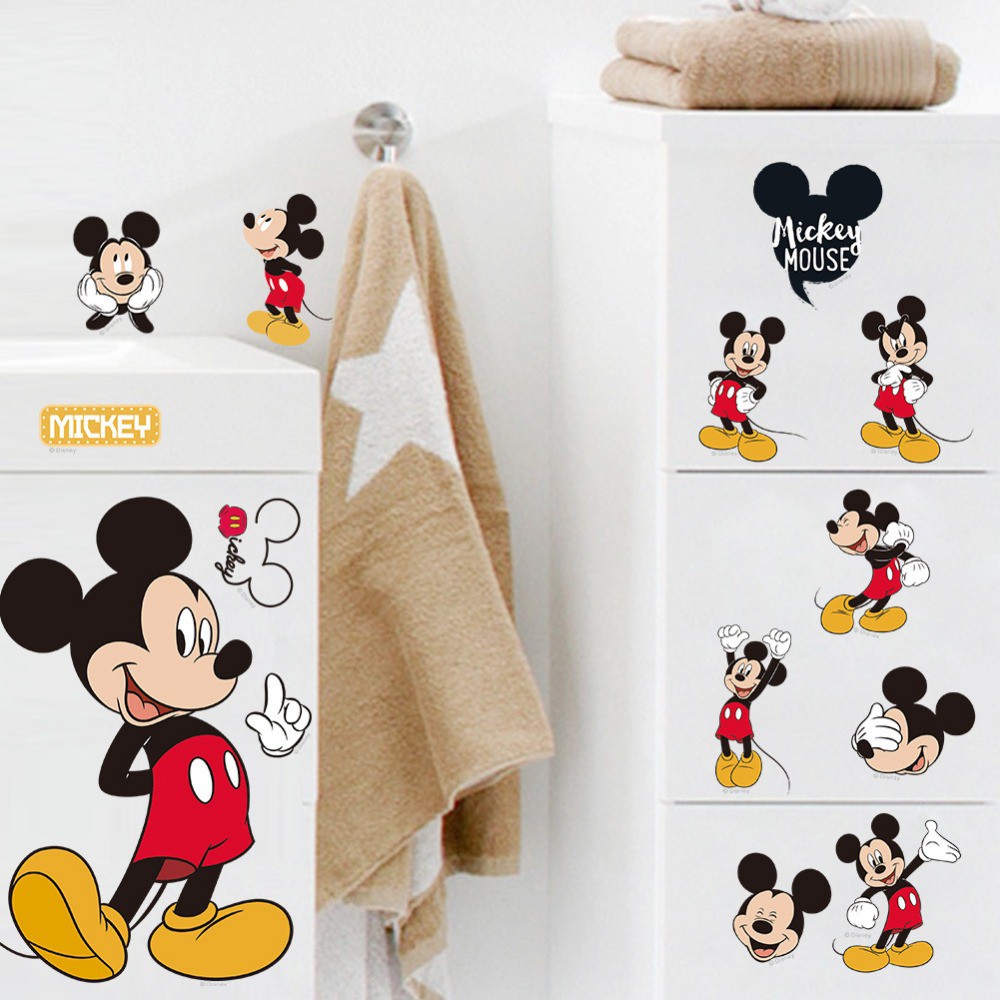 Hot Sale Mickey Mouse Minnie Mouse Bathroom Decoration Cartoon Cute Glass Wall Stickers Shopee Indonesia
