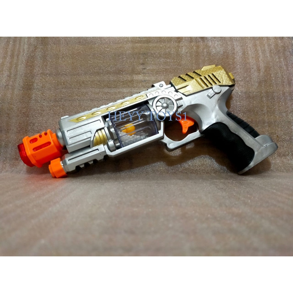 MAINAN ANAK ANAK LAKI PISTOL SILVER BESAR TEMBAK TEMBAKAN MAINAN PISTOL SUARA