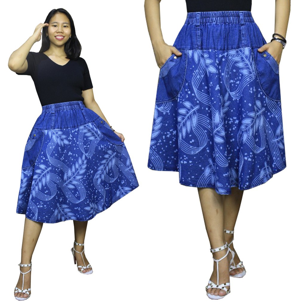 SB Collection Rok Payung Billania Midi Jeans Jumbo Wanita