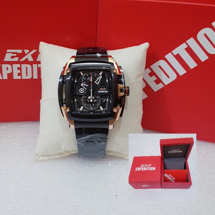 EXPEDITION PRIA E 3008 / EXP 3008 HITAM ROSEGOLD JAM TANGAN PRIA EXPEDITION