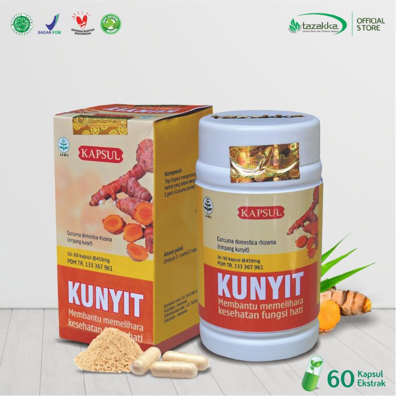 

KUNYIT Herbal IMUN BOOS / Extra kunyit isi 60 ksp / Obat maag, anti mual/Oryginal Tazakka