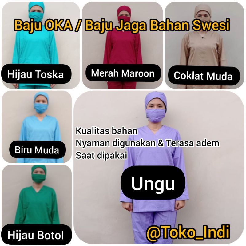 Baju Oka Lengan Panjang / ok swesi / Operasi Bisa Bordir / Baju Jaga Dokter Perawat Bidan