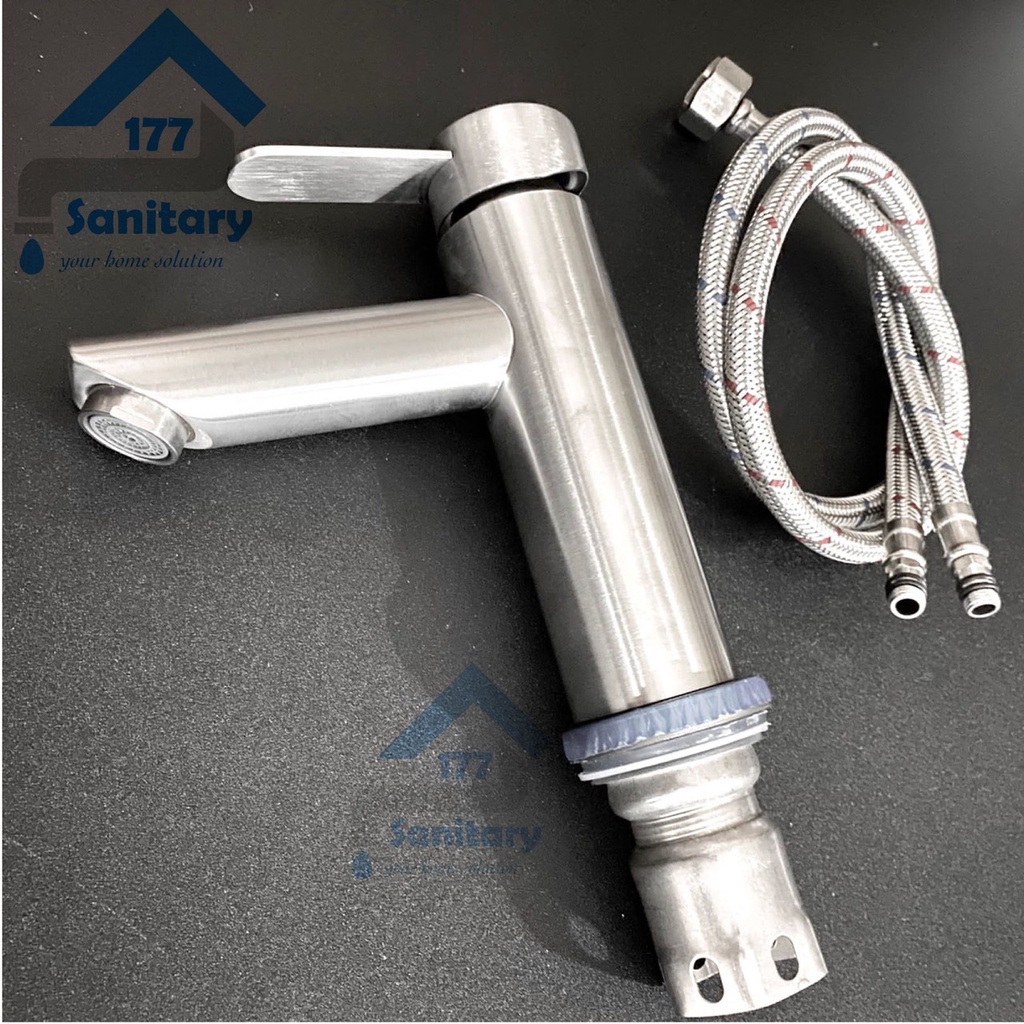 Kran Wastafel Panas Dingin Stainless 304 tebal 38S- Keran Air basin mixer sus304 washtafel faucet tebel short stenlis