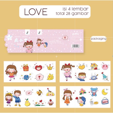 Aesthtic Cute Botol Air Minum Anak Sticker Laptop Stiker Diary Random Sticker Lucu