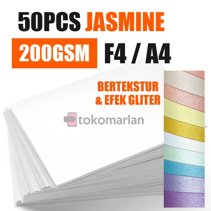 

50 Lembar Kertas Jasmine 200gsm F4 A4 A5 Undangan Sertifikat Kerajinan Kartu Nama Paper Flower Putih