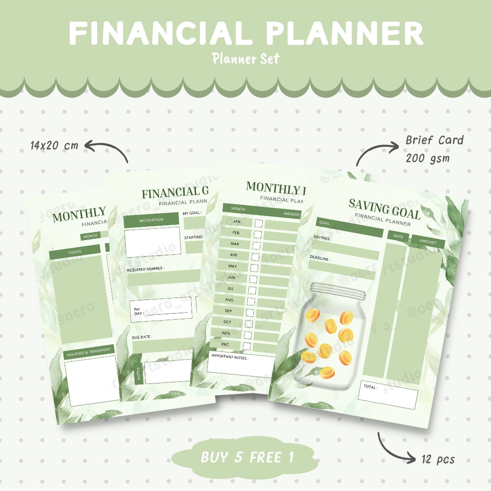 

(12 pcs) Financial Planner : Planner Set - by Aera Art Studio | Basic Memo Planner - Monthly Planner - Uang Planner - Family Budget Planner - Piggy Bank - Agenda Keseharian