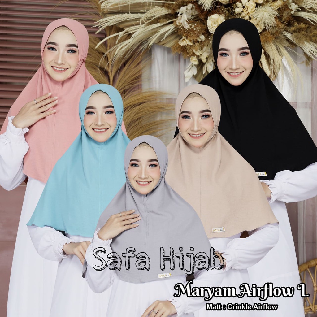 Bergo Maryam Air Flow Crinkle Khimar Airflow Crinkle L Hijab Instan Termurah SAFA HijaB