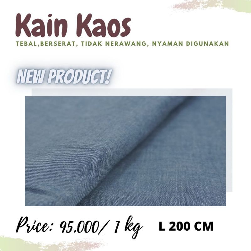 Kain Memora Kain Kaos Polos Warna Biru Bahan Lembut dan Nyaman Lebar 160 cm Murah Banget Good Quality