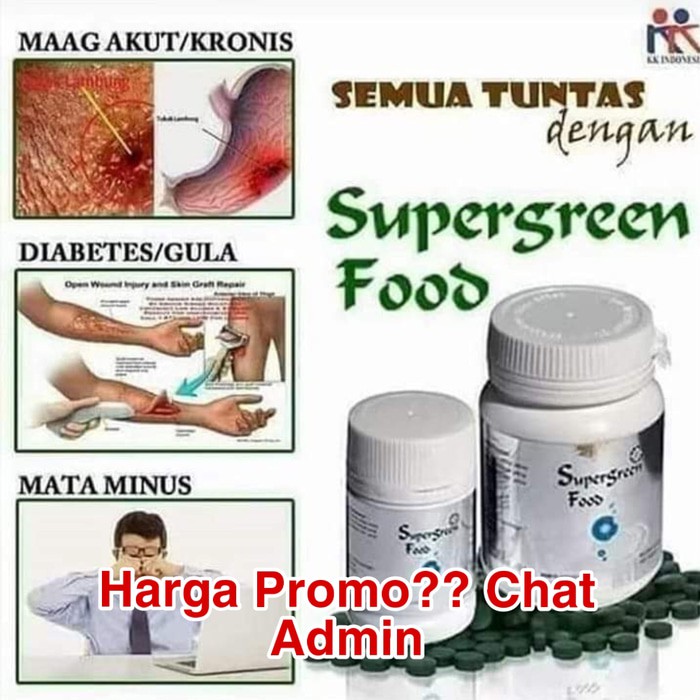 Suplemen Makanan Sel Supergreen Food SGF 50 150 600 tab Super Green Chlorella Spirulina KK Indonesia