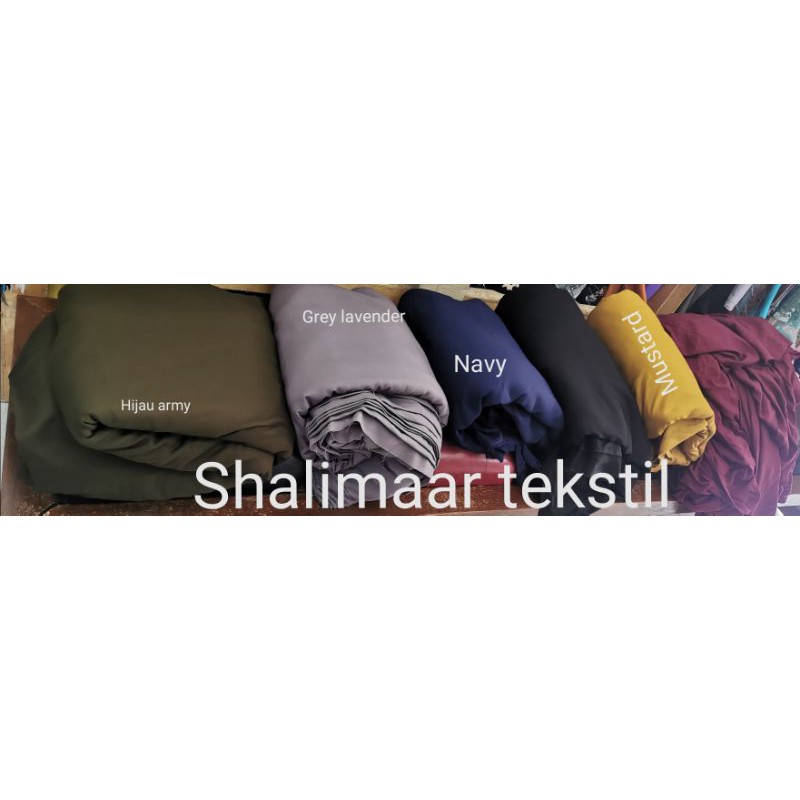 kain rayon polos. army, grey lav, navy, hitam, mustard dan maroon