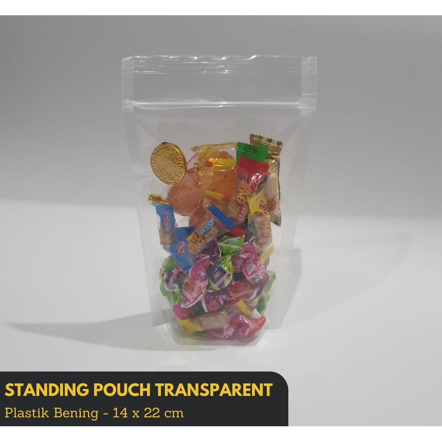 

Kantong Plastik Klip Standing Pouch Zipper Snack Double Seal Bening 14 x 22 cm