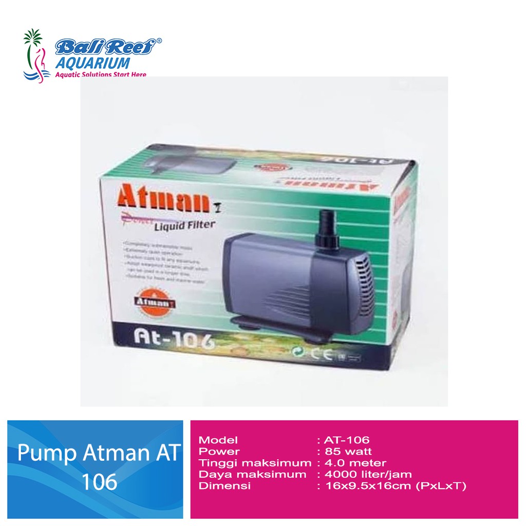 Atman AT 106 Pompa Celup Aquarium Low Watt Atman AT 106
