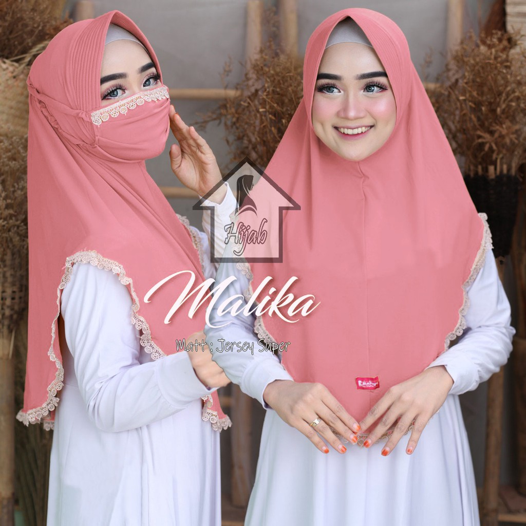 GROSIR Jilbab Instan Terbaru Hijab Masker Jersey Premium  Kerudung Masker Renda Malika RUMAH HIJA'B-2