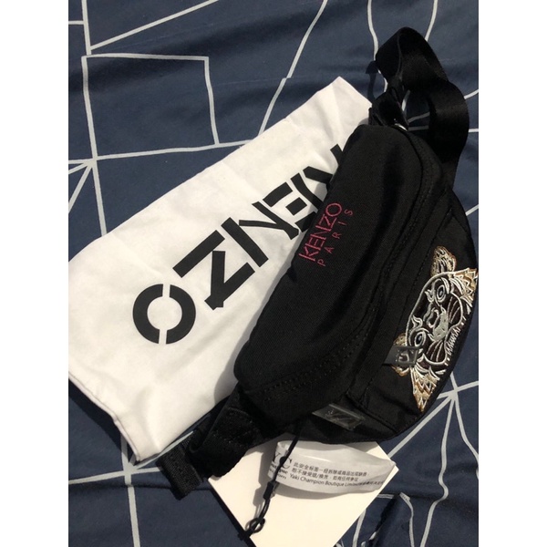 KENZO CANVAS KAMPUS TIGER WAIST BAG IN BLACK FOR UNISEX