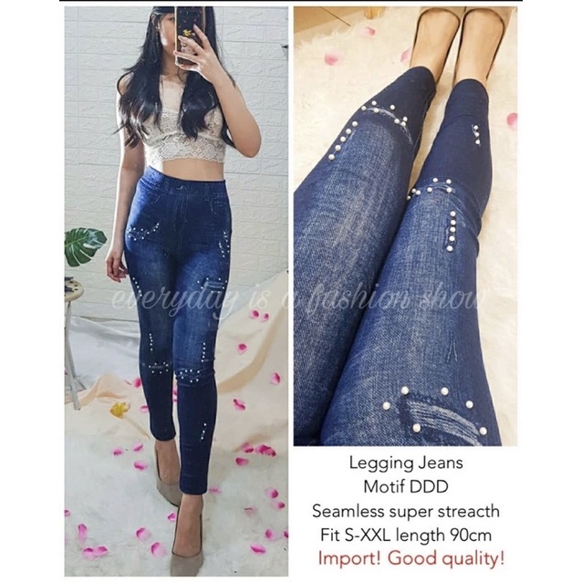 Celana Legging Wanita Jeans Import