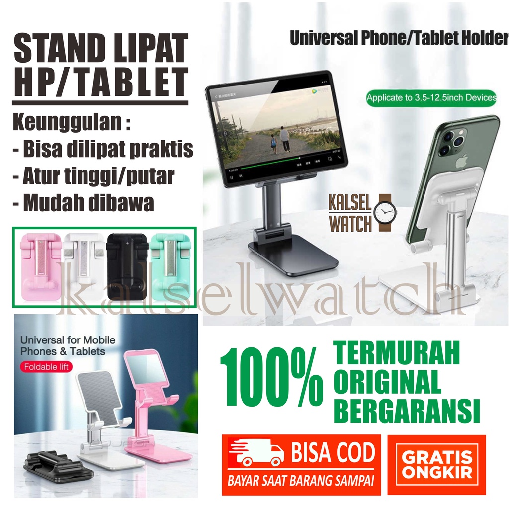 Dudukan Stand Holder HP Meja Sandaran Penyangga Handphone Tablet Lipat Folding / Phone Holder Stand HP Dudukan Handphone PAD Desktop Bracket Meja Foldable Folding Desktop HP1