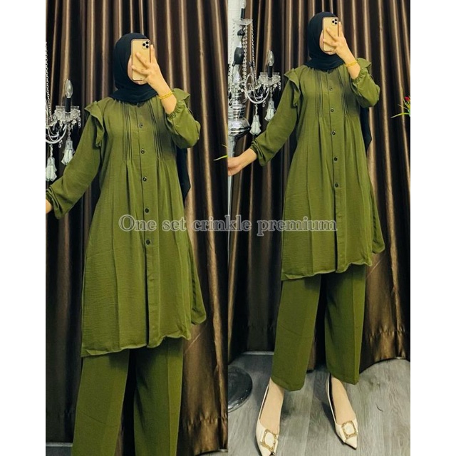 ONESET CRINKEL PREMIUM | GROSIR PAKAIAN WANITA MUSLIM TERMURAH MEDAN