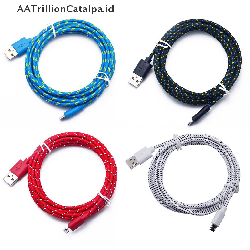 HUAWEI Aatrillioncatalpa Kabel Data Charger Micro USB 2m Bahan Nilon Braided Untuk Huaweixiaomi Xiaomi
