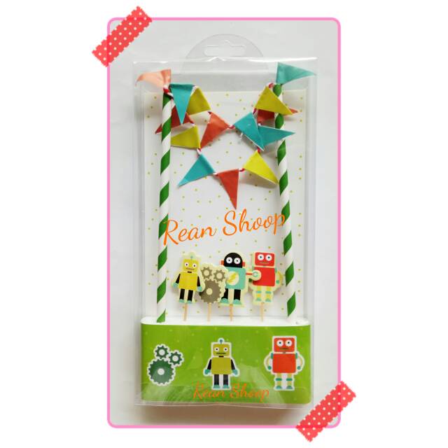

Topper toper hiasan cake kue ulang tahun happy birthday karakter robot