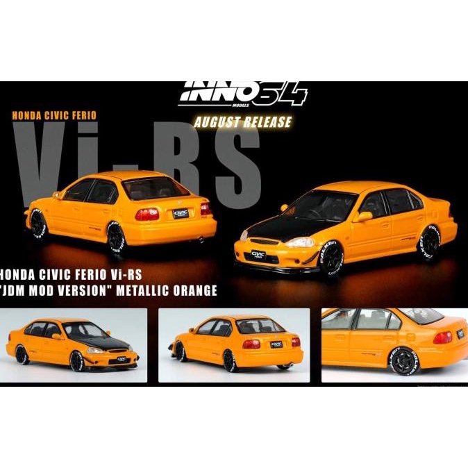 1/64 INNO64 Honda Civic Ferio Vi-RS Metallic Orange Diecast JDM Mod