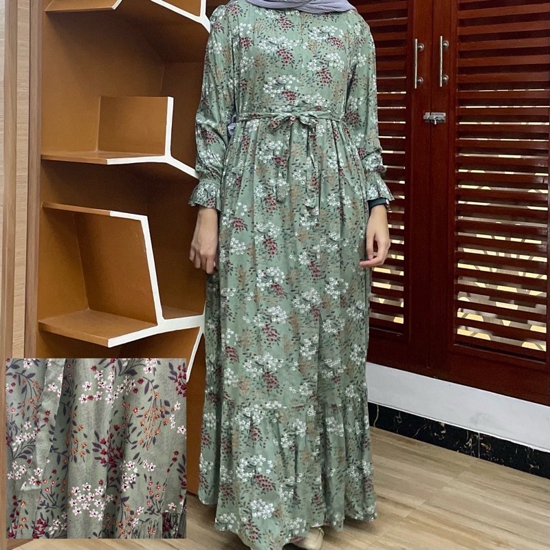 [SIZE STANDAR VOL 1] Floral dress maxi dress panjang gaun casual bunga wanita-Basil