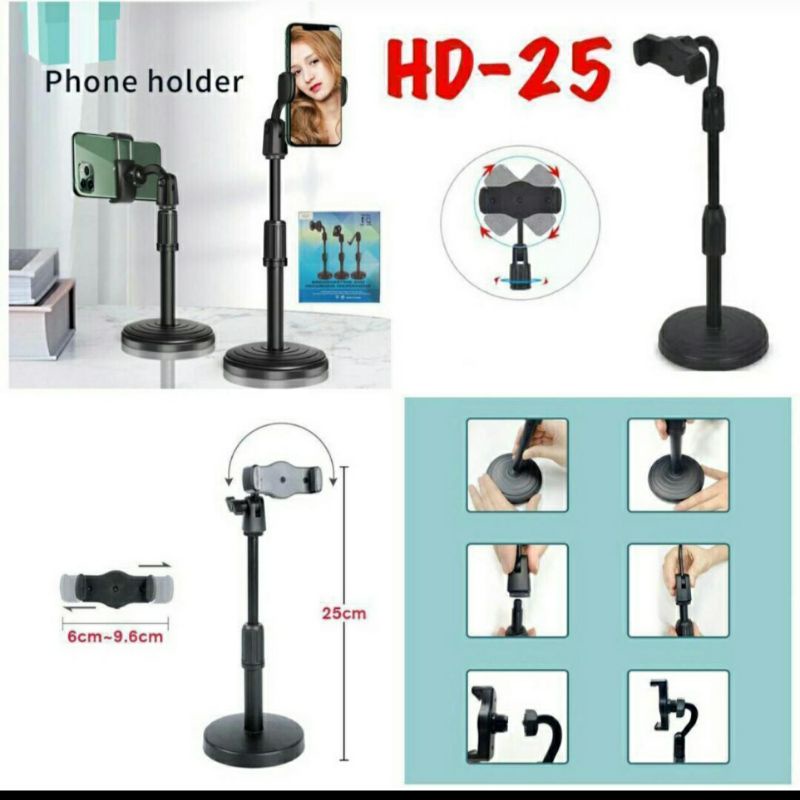 Holder Phone Stand Phone Holder HD25 HD-25 Bahan KOKOH berat + Holder