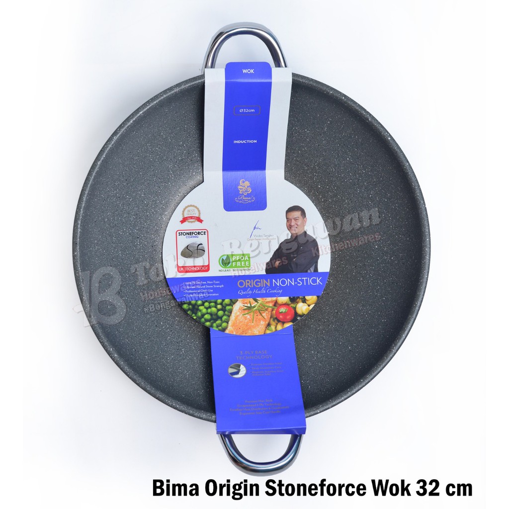 Bima Origin Non Stick Wok Pan Wajan 32 cm Stoneforce Coating B2003432 Penggorengan BIMA ORIGIN Wok 3