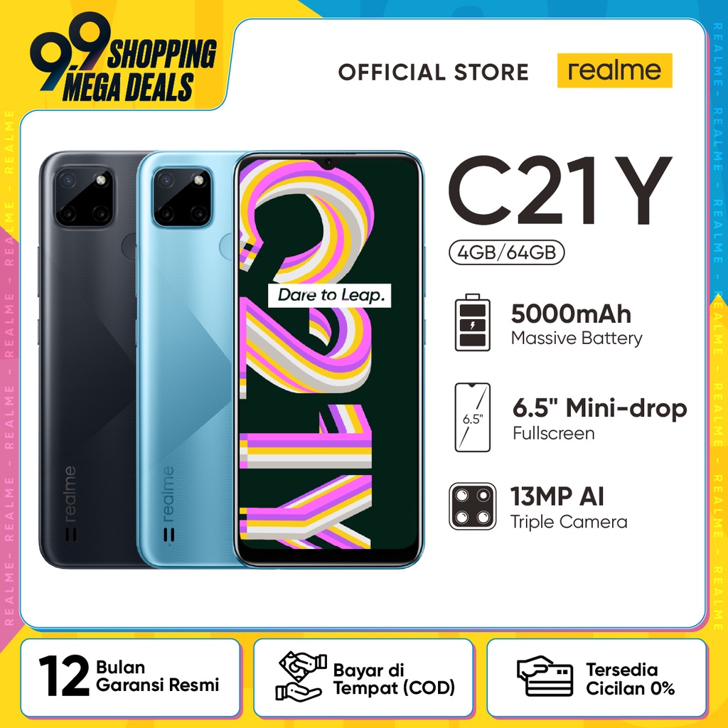 HP realme C21Y 4/64GB [5000mAh, 13MP AI Triple Camera, 6.5