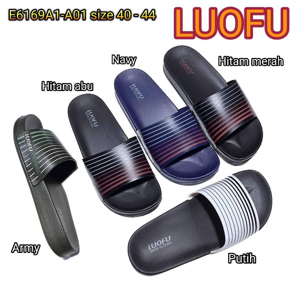 LUOFU ORIGINAL jelly sandal karet empuk murah selop pria sendal cowok import slider E6169A1-a01NEW