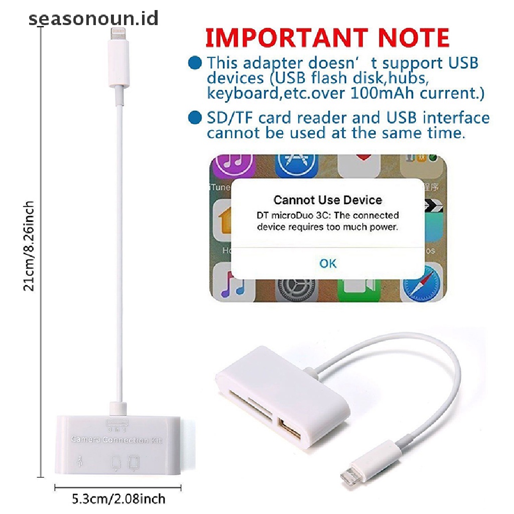 Adapter Konektor Card Reader Lightning Ke SD Card Kamera Micro USB Untuk iPhone iPad