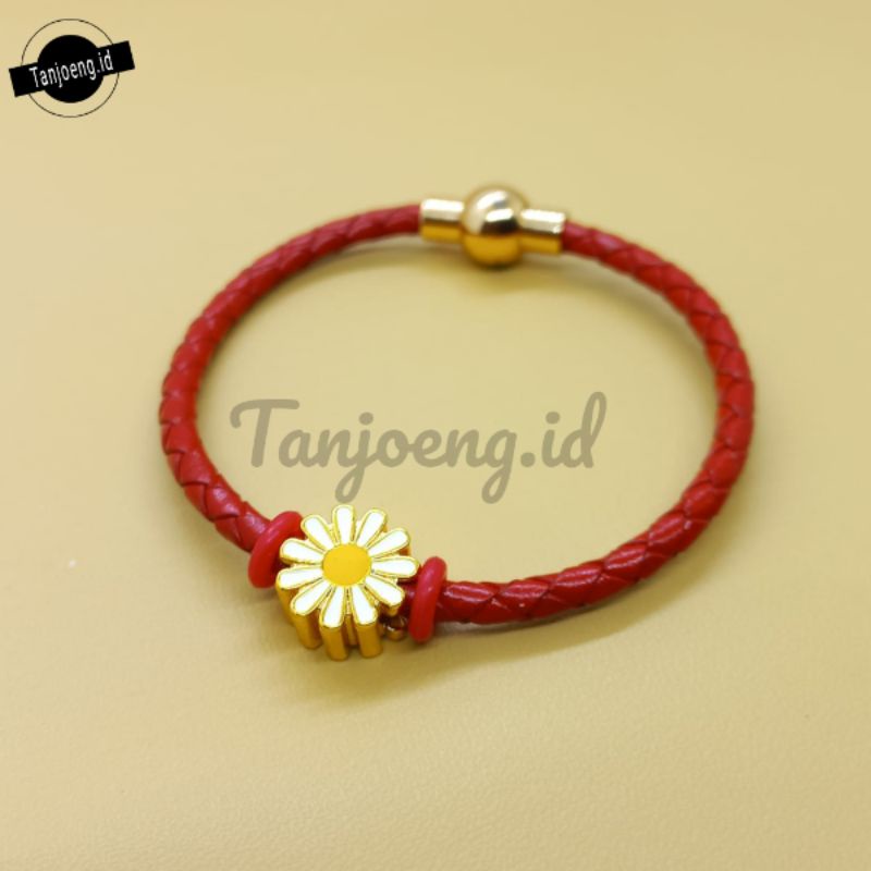 Gelang Tali Wanita Bunga Daisy Gelang Kulit Xuping Wanita Gelang Liontin Bunga