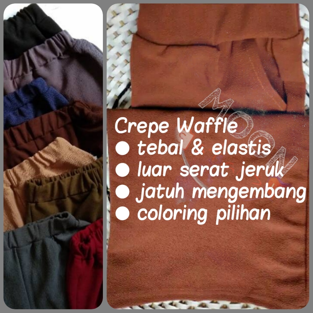 REAL PICT COD✅ L - XXXXL BIG SIZE fit BB 90kg Ready | CELANA DOTY PANTS TAPERED ~ Crepe Waffle TEBAL &amp; ELASTIS celana panjang wanita/bawahan muslimah/Remaja/super jumbo/kasual harian