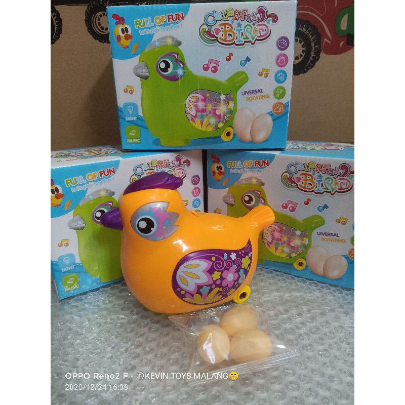 2284 mainan burung bertelur bump and go pakai baterai ada musik plus LED / colorfull bird lay eggs