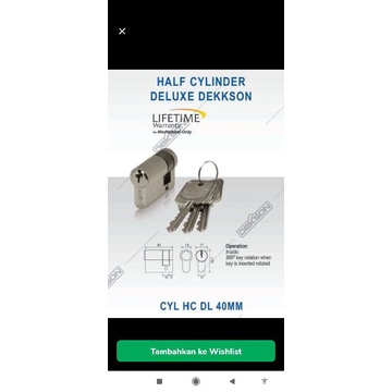 Kunci Pintu Setengah Silinder Dekson HalfCylinder HC DL 40MM Dekkson