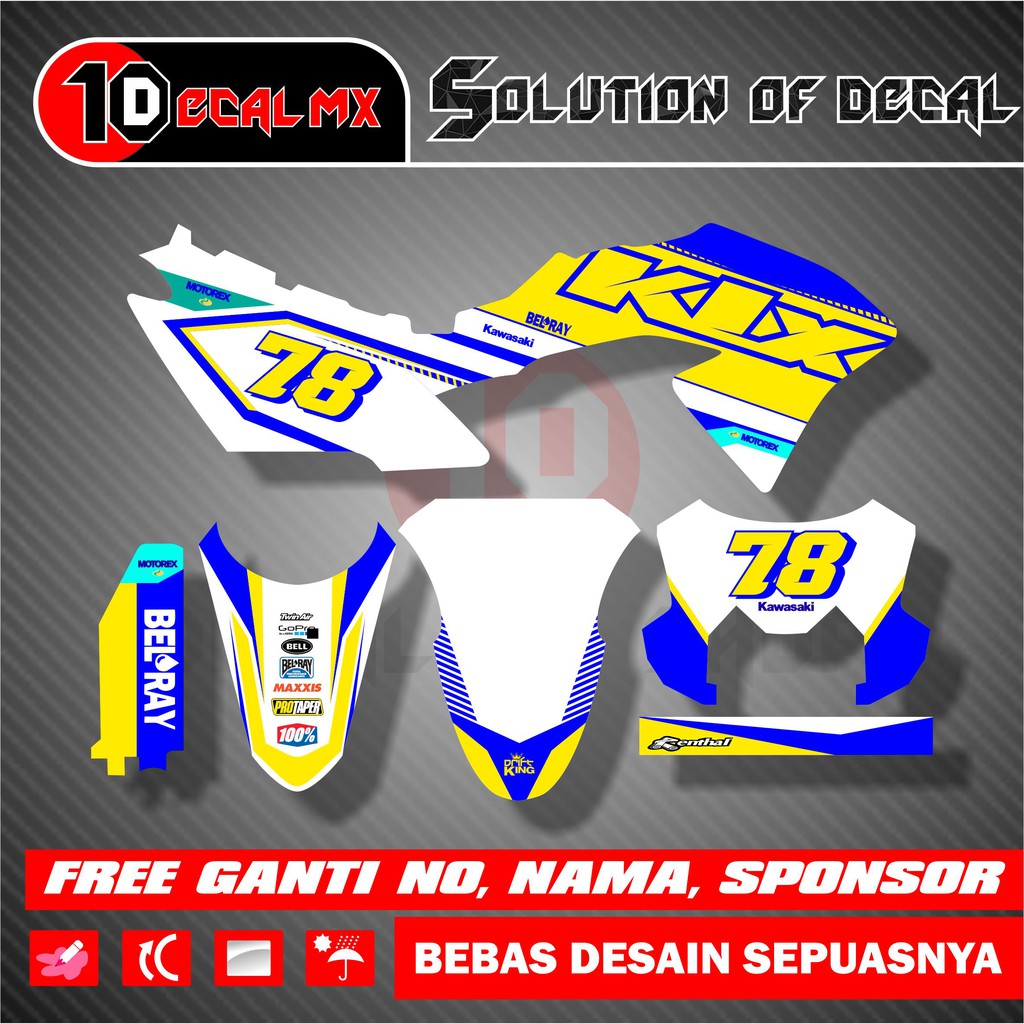 Decal Stiker Klx 150 bf biru putih