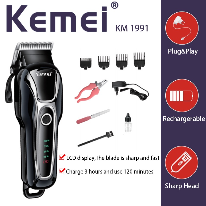 ORIGINAL KEMEI KM1991 PET CLIPPER RECHARGEABLE PET Shaving Machine KM 1991