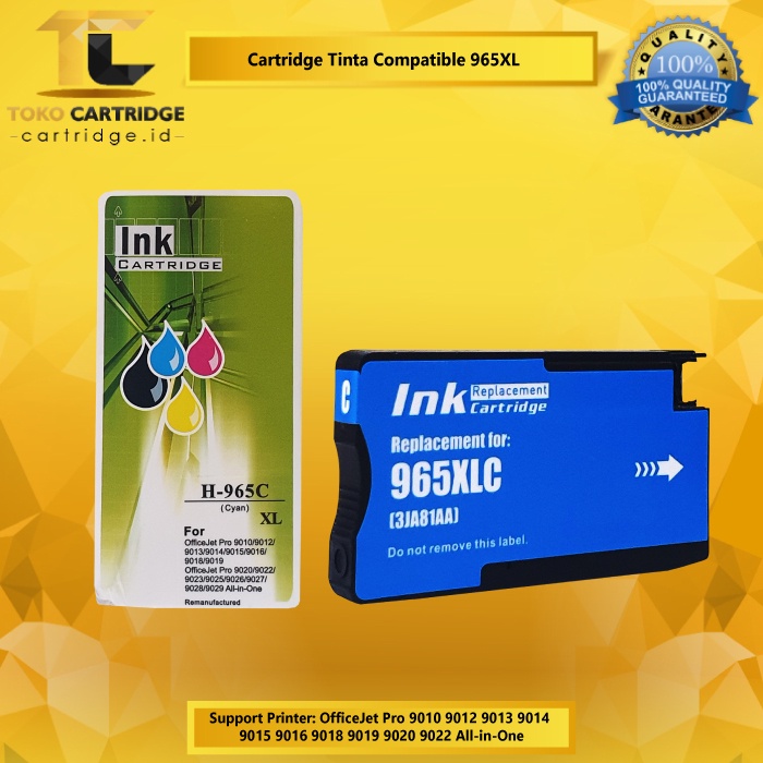 Cartridge Tinta Compatible 965XL 965 XL 9010 9012 9016 9018 9019 With Chip