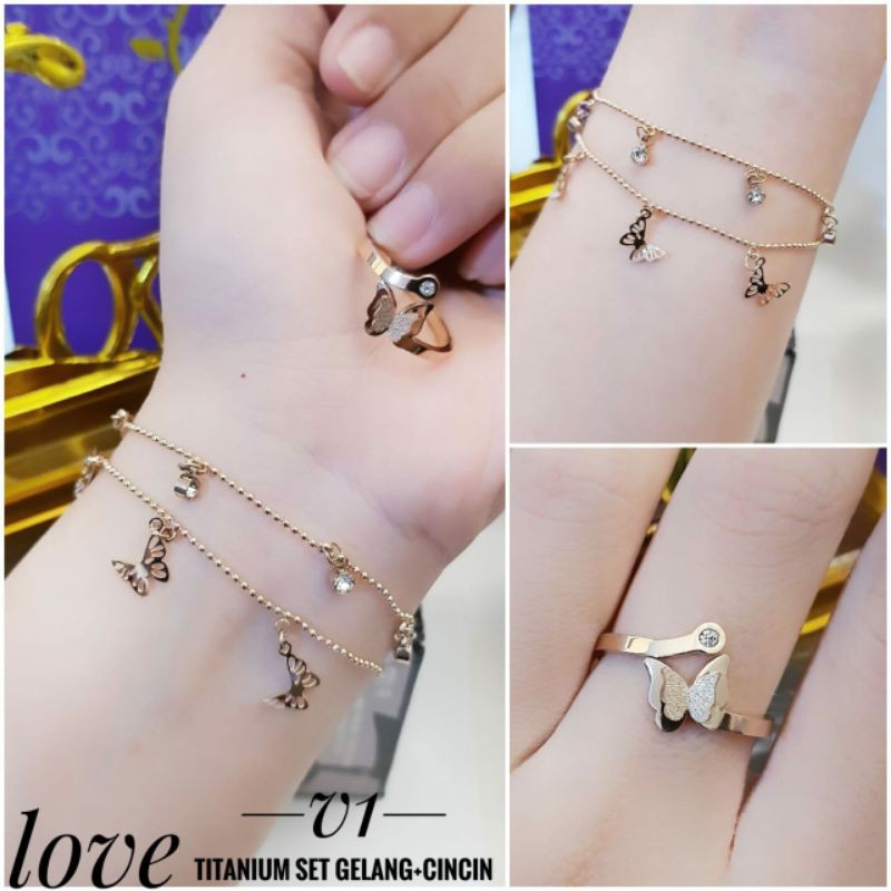 Set Gelang dan Cincin Titanium