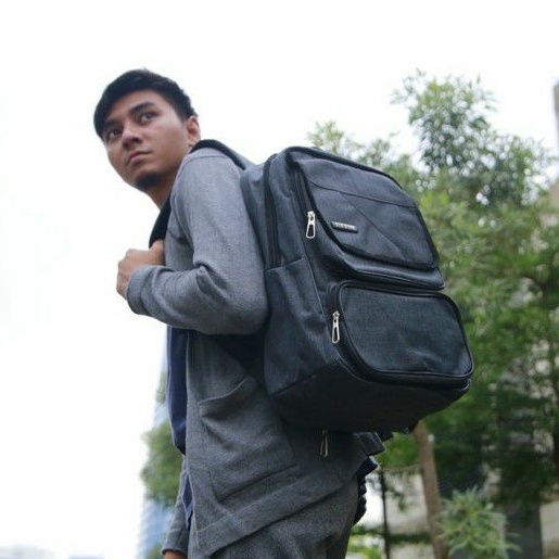 Ransel Pria Casual Tas Punggung Laptop Backpack Sporty Kasual Canvas Pria/Cowok/Laki Laki Punggung Kantor Kerja Sekolah Kampus Kuliah - Air Bone