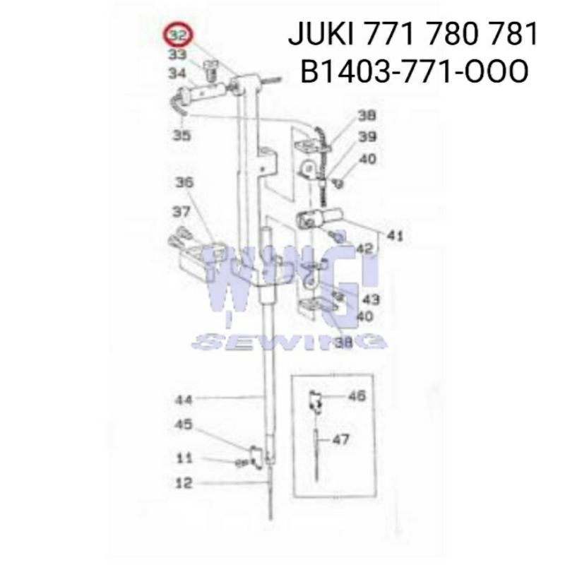 JUKI B1401372OOO Rumah Tiang Jarum Mesin Jahit Lubang Kancing Industri