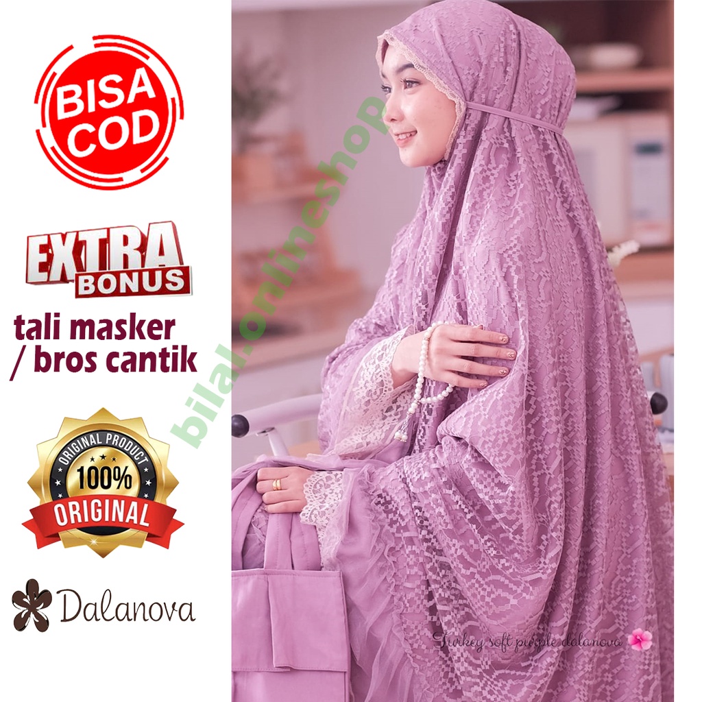 Mukena Dewasa Dalanova Turkey Soft Purple Mukenah Premium 100% Original Model Terbaru 2022 Ready Sto