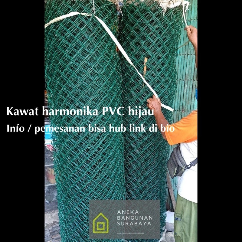 kawat harmonika PVC hijau (per roll)