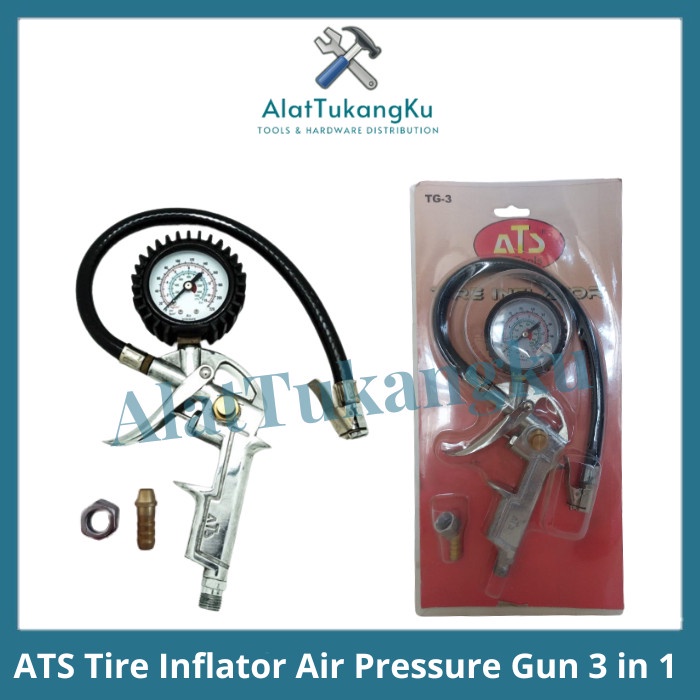 Tire Inflator 3 in 1 ATS / Pengukur Tekanan Angin / Tembakan Isi Angin Ban Motor Mobil