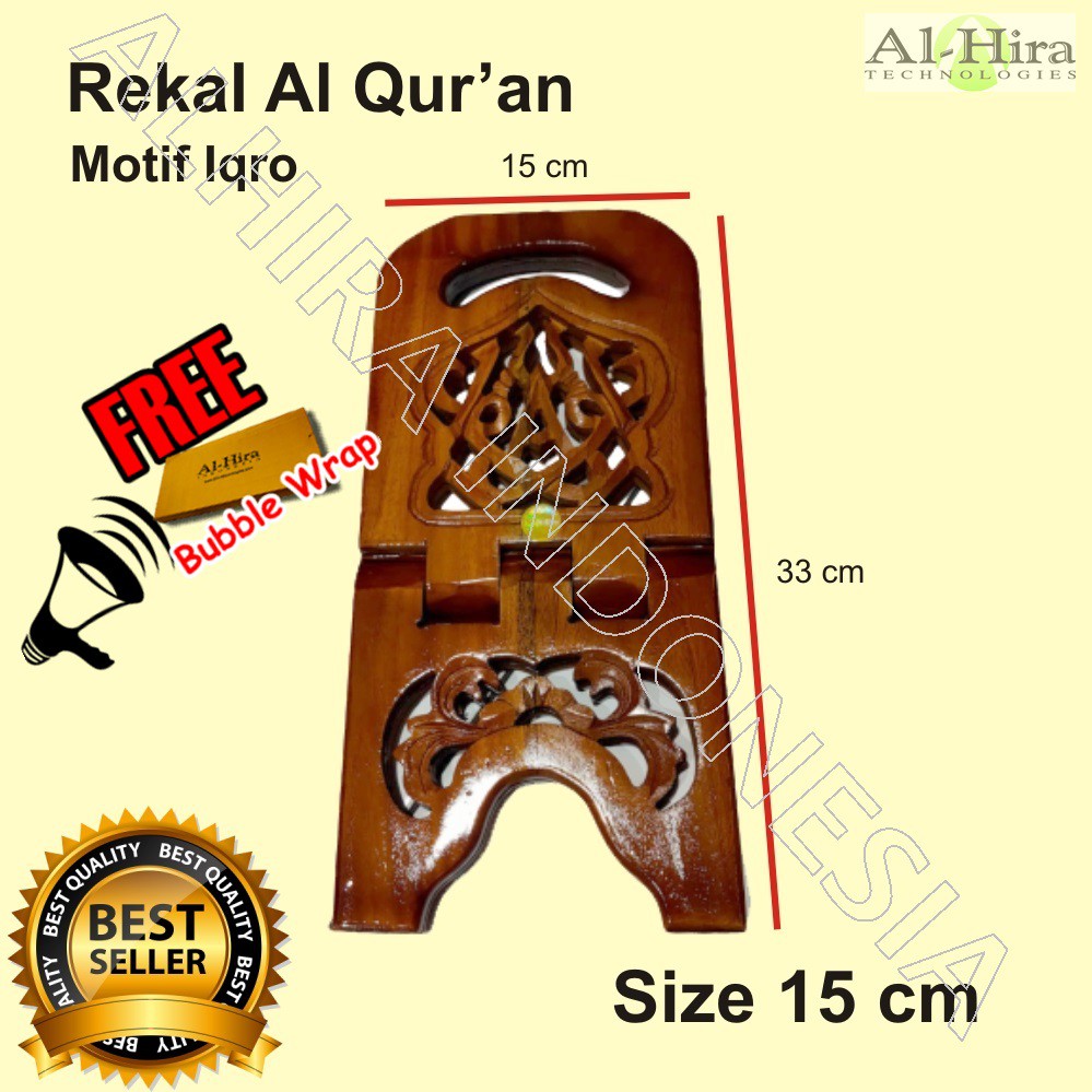 Rekal Dudukan Meja Lipat Alquran Motif Kaligrafi Baru ukuran 15 cm