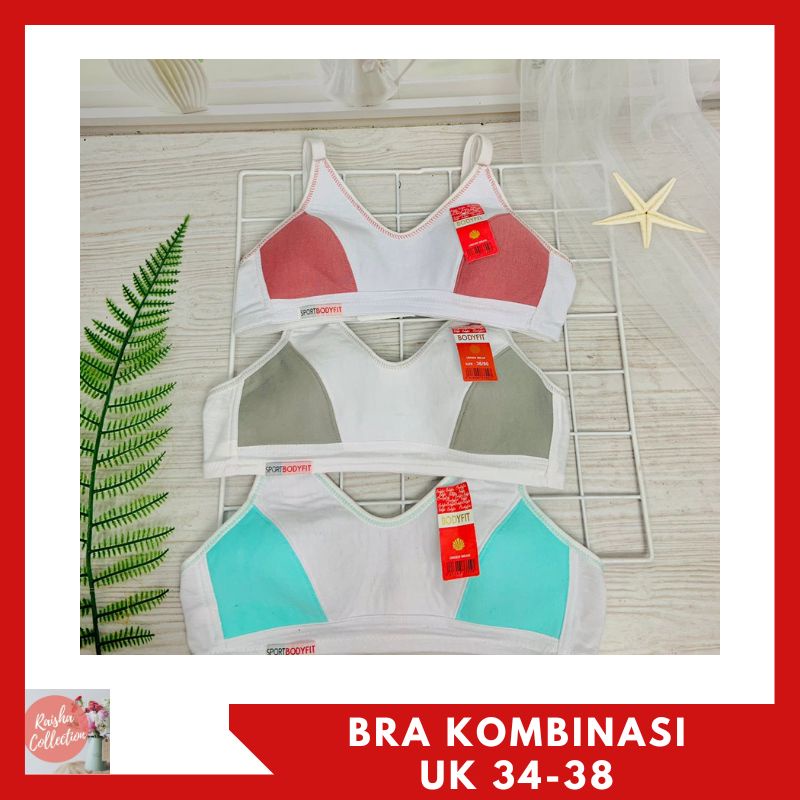 RC BH/BRA SPORT WANITA BODY FIT / BODI FIT TANPA BUSA DAN KAWAT LIST KARET KOMBINASI/BRA MAU LEE/BRA BELLA