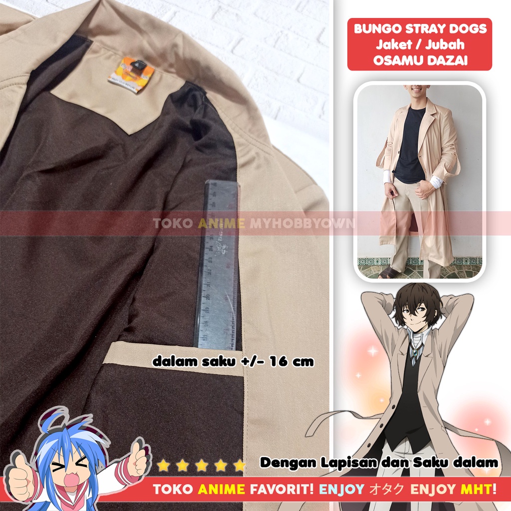 Jaket Parka Jubah Coat Osamu Dazai Bungou Stray Dog Kostum Cosplay Anime