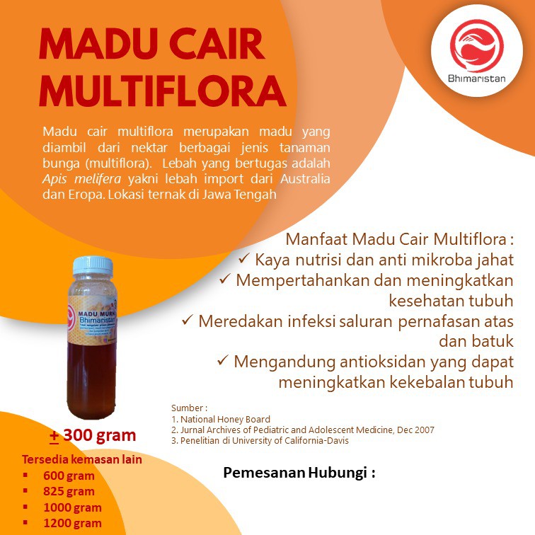 

Madu Multiflora Bhimaristan 300 Gram